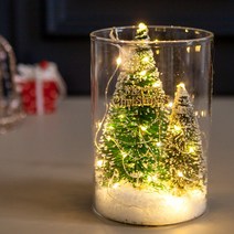 LED 스노우트윈트리글라스set 15cmR (DIY) 크리스마스 장식 소품, 드럼건전지전구포함