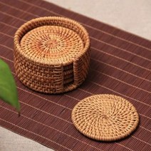 갓샵 라탄 코스터 원형 사각 라탄컵받침 라탄컵홀더 라탄티코스터, 원형 8cm