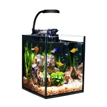 해수 어항 세트 가정용 해수어 네모난 수족관 키우기쉬운물고기 배면섬프 해파리 니모 키우기, KH-250 램프 + 필터 (블랙 도장)