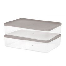 적층구조 플라스틱 반찬통 리템소분용기 9호 2PACK, brown