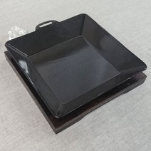 맥반석 사각 스테이크 세트 VV 주물 구이팬 나무받침, 맥반석사각스테이크세트(상판+밑판)