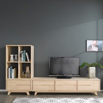 마리노 소나무 원목 TV 거실장 세트, 1칸 거실장
