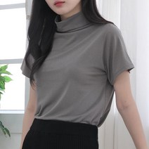 미스티그레이 여성 소프트 반목 폴라 반팔 티셔츠