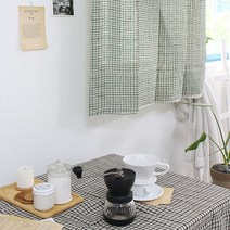 Fabric pure linen 퓨어린넨 원단 대폭-바이오워싱 린넨 린네니아체크 2컬러, 그린