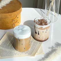 1+1 로웰 420ml 아메리카노 라떼 카페 유리컵 일자 내열유리 글라스