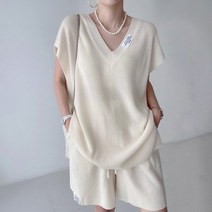 스타일아유 여자 핑크 오버핏 반팔 티셔츠 밴딩 반바지 니트 투피스 세트 봄 여름 데일리 홈웨어