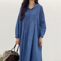 세라 앞핀턱 데님 원피스