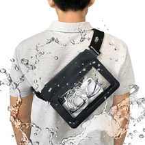 에이스이몰 핸드폰 워터파크 워터밤 방수팩 방수가방 힙쌕 힙색 물놀이방수 다용도 스마트폰 세트, 방수클러치-블랙, 1개