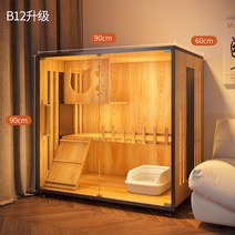 고양이호텔 원목 고양이 빌라 펜션 호텔장 캣 하우스 가정용 원목 실내 캐비닛 일체형 케이지, 자체설치전기드릴권장, B12방수타입90x60x90CM