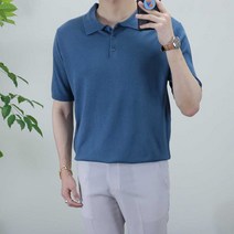 로코비전 남자 3단추 카라 반팔 니트 티셔츠 오버핏 여름 스웨터