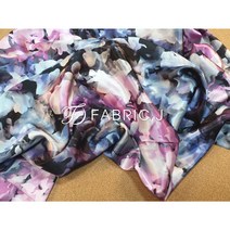 패브릭제이 대폭 샤무즈 나비 플라워 프린트 공단 원단 천 FJ-180