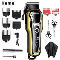 무선전동가위 전동전정가위 Kemei 전문 헤어 클리퍼 전기 트리머 남성용 이발사 LED 디스플레이 무선 커터, 04 KM-1990.03_01 Eu 플러그