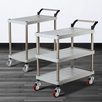 플라스틱 PP 서빙카트 운반 식당 업소용 핸드카 이동, 플라스틱 PP 2단 중 회색바퀴