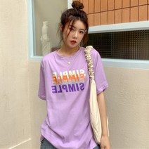 면 후배 루즈핏 블라우스 여 2022 여름 한국어 의류 반팔 캐주얼 티셔츠 여