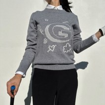 여성 겨울 골프니트 G 러블리 큐피트 라운드 니트 필드룩 라운딩룩 로로얼로이