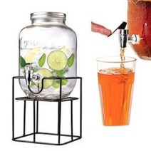 와이어 쥬스디스펜서 SET (유리물병 대용량 물통 카페, 4L