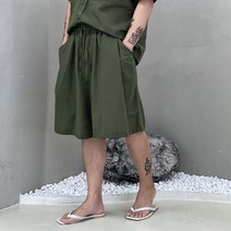 남자 젠더리스룩 치마바지 6부반바지 통큰 통 면 반바지 셔츠셋업