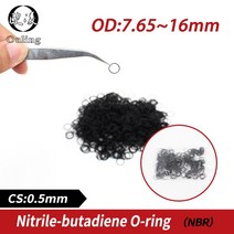 고무오링 20 개/몫 고무 블랙 NBR CS 0.5mm 두께 OD7.65/8/9/10/11/12/13/14.5/16mm 오링 가스켓 시계 방수 니트릴 러버, [02] 8x7x0.5mm