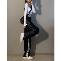 캐주얼 추리닝바지 아메카지스타일 트레이닝바지 여성 봄계절 와이드 루즈핏 스트레이트핏 일자 트렌드 빅진 4997962683