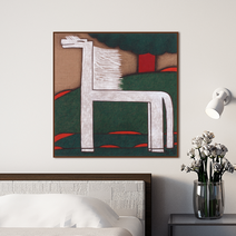위풍당당 말 김점선 말 그림액자 (캔버스 액자포함), 50x50cm, 마운팅화이트