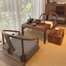 한옥 티 테이블 의자 조합 좌식 다도상 교자상 고풍, 테이블(1.0m) + 의자2 + 사이드 테이블