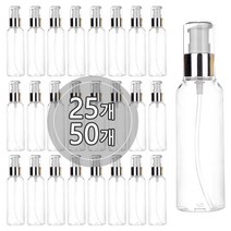 [50개묶음판매] 금속에센스용기 20ml 30ml 50ml 60ml 75ml 80ml 100ml 펌핑용기 플라스틱 공병, 100ml 투명용기, 골드캡, 50개