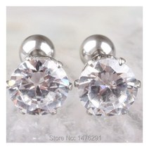 2 pcs 4mm 화이트 라인 석 스테인레스 스틸 배꼽 링 귀 스터드 s h