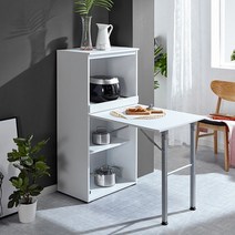 비스켄 주방 수납 식탁형 렌지대, 색상:멀바우