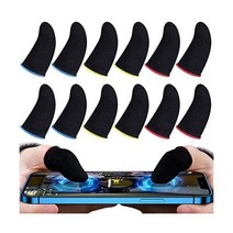 1투피스 Finger 슬리브 for 게이밍 Thumb 모바일 게이밍 땀방지 통기성 있는 심리스 터치스크린 게임컨트롤러 Covers Set PUBG, Blue/Yellow/Red