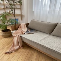 비앙카 헤링본 사계절 먼지없는 물세탁 페브릭3 4인용 쇼파패드 카우치 돌쇼파매트 소파패드 맞춤제작가능