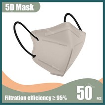 5D 보호 안면 마스크 KN95 FPP2 5 겹 FFP2 Colores 성인용 호흡기 KN 95 마스크 KN95 FFPP2, 13 50PCS Gray Beige