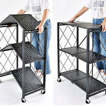 접이식펜트리 박세리팬트리 중량렉 뒷베란다정리, 4단, 블랙