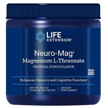 Life Extension 라이프 익스텐션 뉴로 마그 트레온산 마그네슘 파우더 트로피컬 펀치 맛 93g, 93.35g, 1개