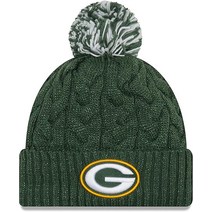 New Era 여성용 NFL 공식 코지 케이블 니트 커프 폼 비니 모자 애리조나 카디널스 레드, One Size, Green Bay Packers Green
