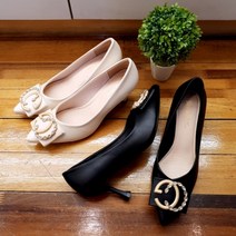 여성 큐빅 장식 구두 스틸레토힐 펌프스 하이힐 베이지 블랙 여성용 미들힐 발편한