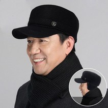 중년남성모자 아버지모자 가을겨울모자 귀달이 일체형 방한 신사모자