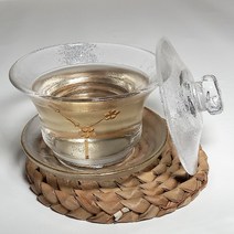 HSC 골드매화 유리 개완 개합잔 100ml 보이차찻잔 다기잔, 1개