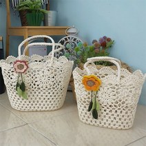 디작소 플라워 레이스 손잡이 바스켓 2size .디작소, 소