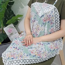 [토베] 플라워 수국 개인 위생 앞치마 큰손수건 겸용 무릎덮개, 블루