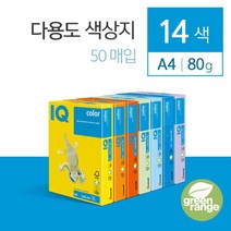 디지털 프린팅 14가지 색상 A4색지 50매 a4색지 a4용지컬러 얇은색지 컬러a4 색상지 사업장 국어학원 학원, 옐로우