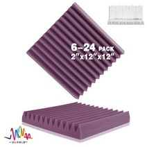 음향사운드디퓨저 판넬 방음재 스피커흡음판 방음 흡음 베이스트랩 103849, High Density_24 Pcs With Tapes, Purple