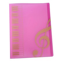 악보 파일 피아노 점수 폴더 종이 보관 문서 홀더 빈 시트 플라스틱 A4 사이즈 40 포켓 (음악 곰 폴더-블랙), G Clef-pink