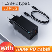 Baseus PD 65W GaN 충전기 4 USB 빠른 충전 40 30 14 13 12 Pro 고속 맥북호환 노트북, CHINA, GaN 65W Charger, 2C 1U EU Black