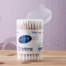 100P 7.5cm 원형 위생 자작 나무 면봉 눈썹올리기 귀청소 친환경 간편클렌징 화장대정리 셀프메이크업 멸균
