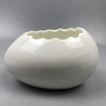 계란찜 인플루언서 타조 알껍질 디저트 그릇 접시, 흰색