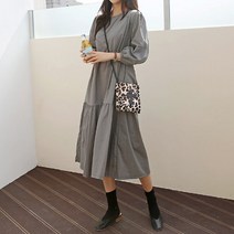 캐주얼 나일론 캉캉 유넥 7부 맥시원피스 (4color)