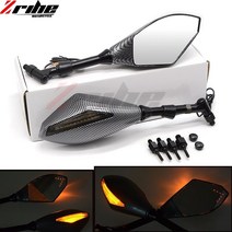 혼다 cbr600rr pcx 125150 cb600f vfr750 용 2x 유니버설 블랙 카본 8mm 10mm 오토바이 led 턴 시그널 리어 라이트 미러, 검은색, 02 Black