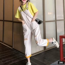 가바바 여성 투피스 유니크한 배색 트임 포인트 멜빵 바지 투피스 G50590