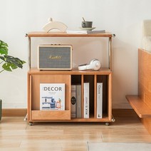 매거진 보관 잡지 수납장 진열대 보관함 협탁 원목 책장 사이드 디스플레이 캐비넷 거실 소파 침실, 06.체리 나무(캐스터 포함)