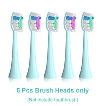 Seago 초음파 전동 칫솔 40000 회/분 성인용 5 가지 모드 2 스마트 타이머 USB, 07 5green heads